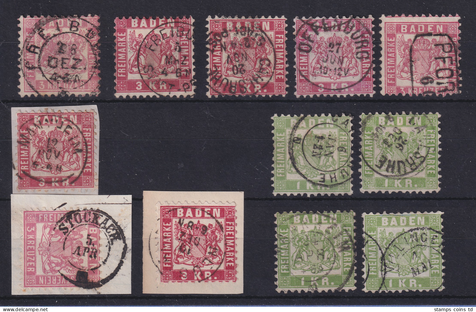 Baden Lot 12 Werte O Ex Mi.-Nr. 18, 23, 24 Teils Schöne Stempel  - Usados