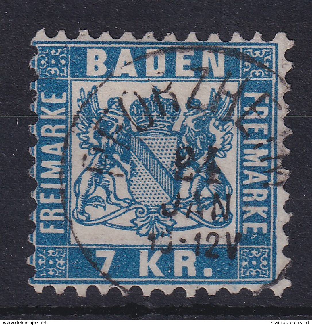 Baden 7 Kreuzer Blau Mi.-Nr. 25a In Tiefer Farbe (selten) Schön O PFORZHEIM - Used