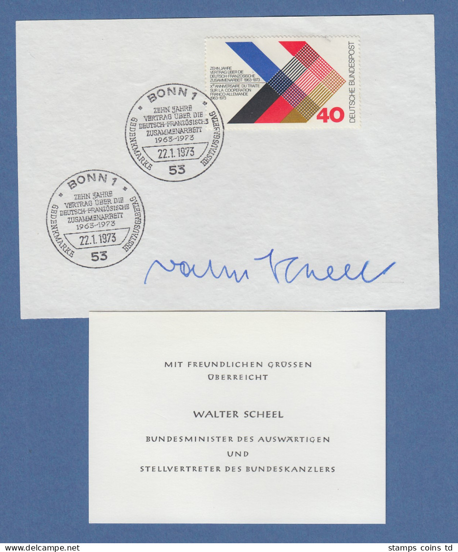 Bundesminister Des Auswärtigen Walter Scheel Original-Autogramm 1973 - Altri & Non Classificati