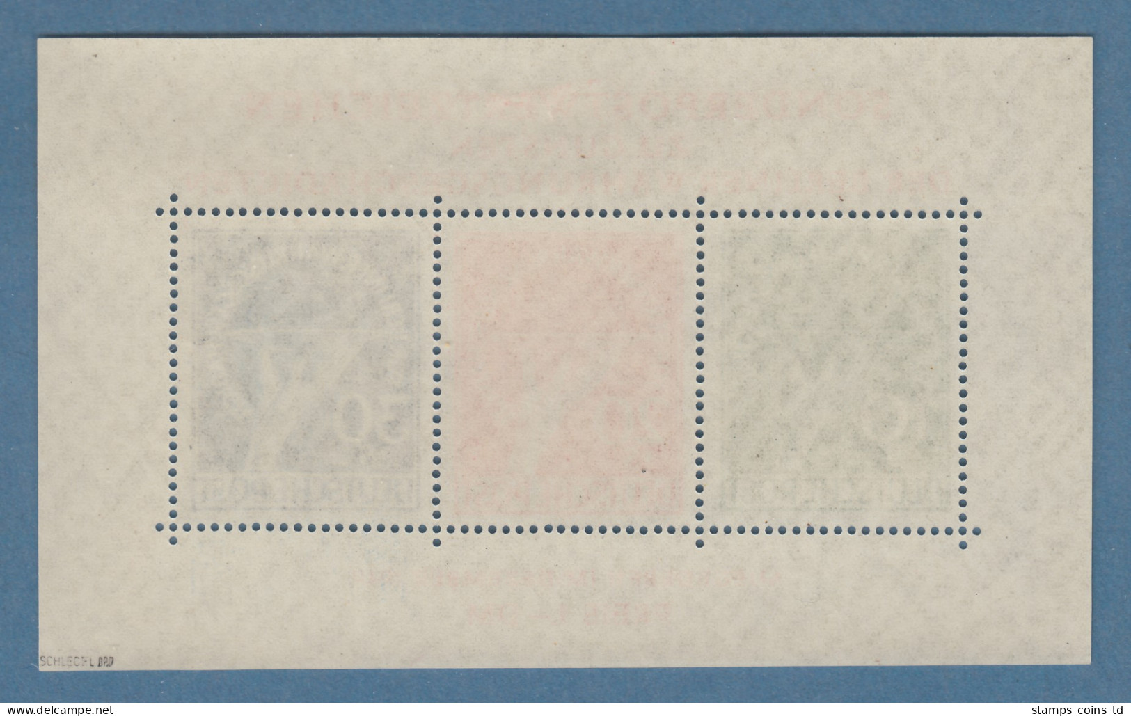 Berlin 1949 Währungsgeschädigten-Block **, Attest Schlegel - Unused Stamps