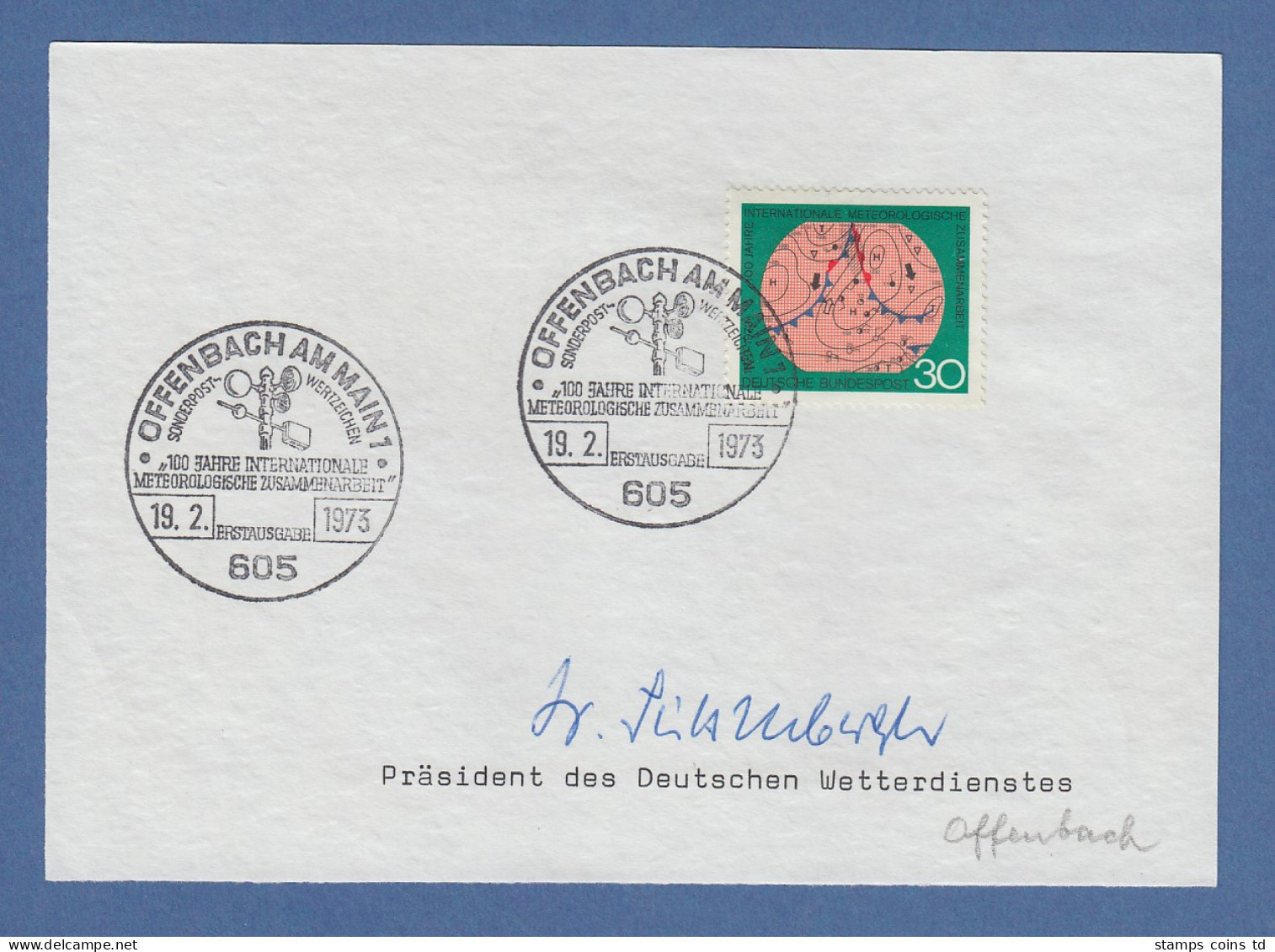 Dr. Süßenberger Präsident Des Deutschen Wetterdienstes Original-Autogramm 1973 - Autres & Non Classés