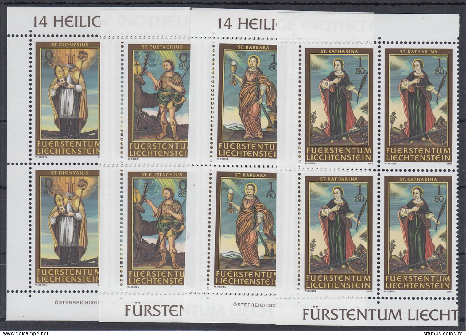 Liechtenstein 2005 Die 14 Heiligen Mi.-Nr. 1370-73 Satz 4 Werte ER-4er-Blocks ** - Altri & Non Classificati