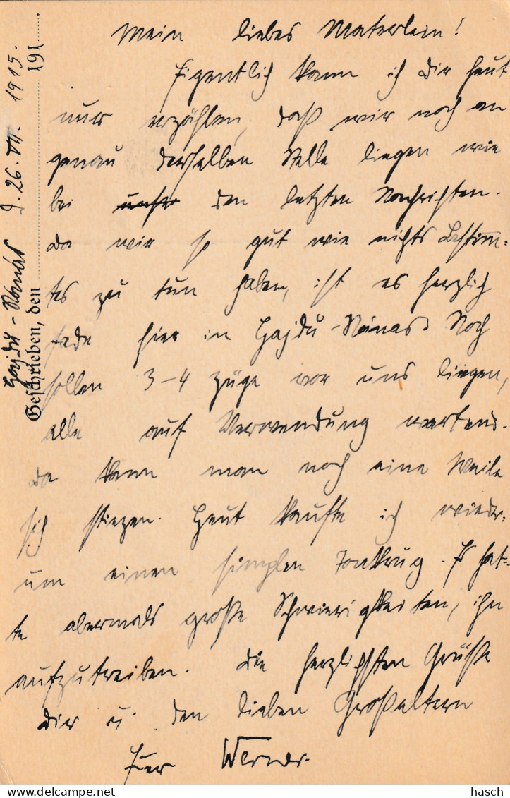 4935 14 Feldpostkarte 26-07-1915 Nach Berlin. Absender Dr Schulze, Krankenpfleger Lazarettzug Vau Südarmee - Oorlog 1914-18