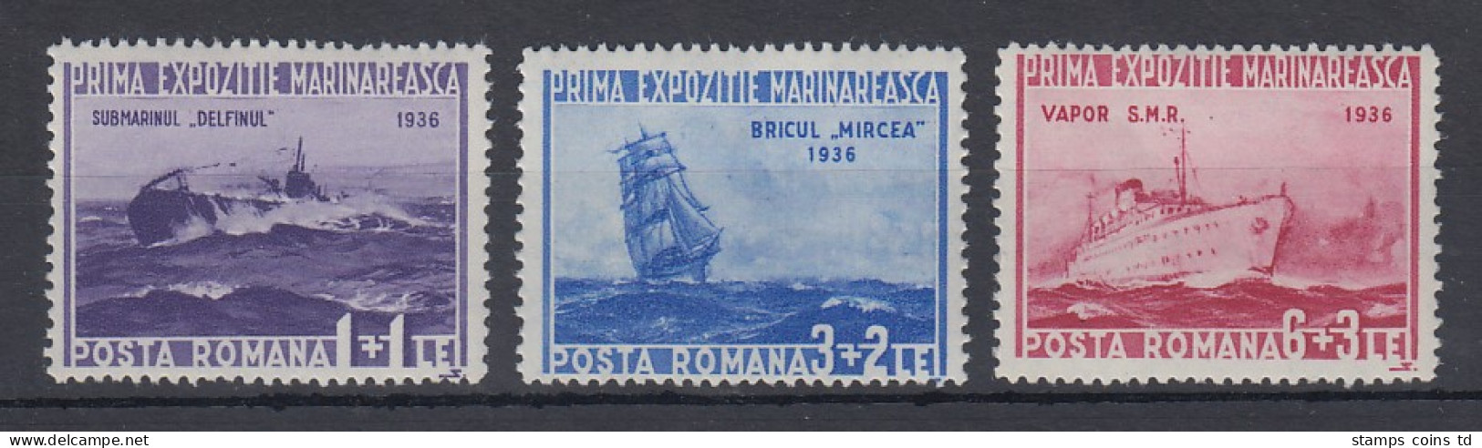 Rumänien 1936 Marine-Ausstellung Bukarest Mi.-Nr. 519-21 Satz Kpl. ** - Sonstige & Ohne Zuordnung