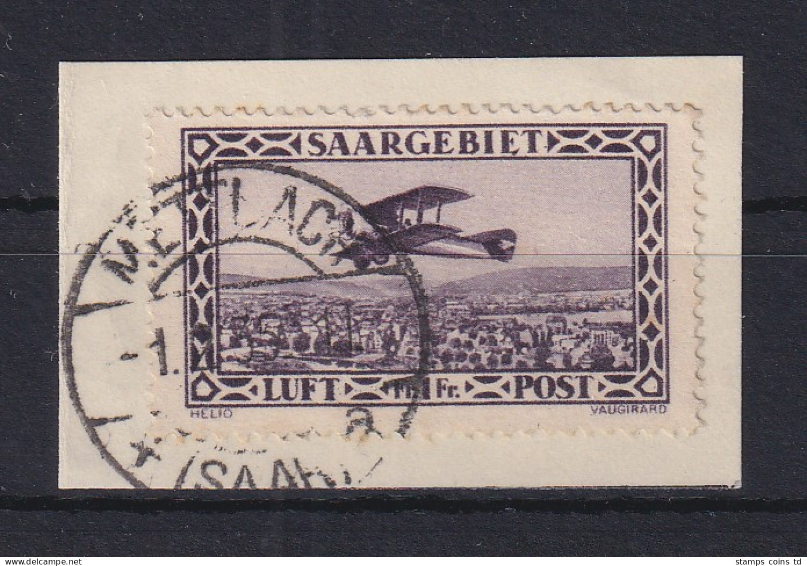 Saar 1928 Flugpostmarke 1 Fr.  Mi.-Nr. 127 Mit PLF VIII Gest. METTLACH - Gebruikt