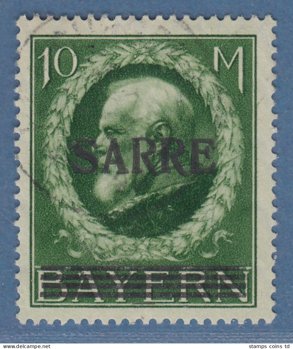 Saar Bayern 10 Mark Mit Aufdruck SARRE Mi.-Nr. 31 Gestempelt. - Oblitérés