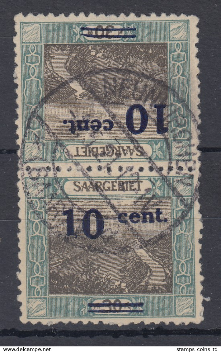 Saar 1921 Mi.-Nr.72 Kehrdruckpaar IV Gest.  Gpr. Hoffmann BPP - Oblitérés