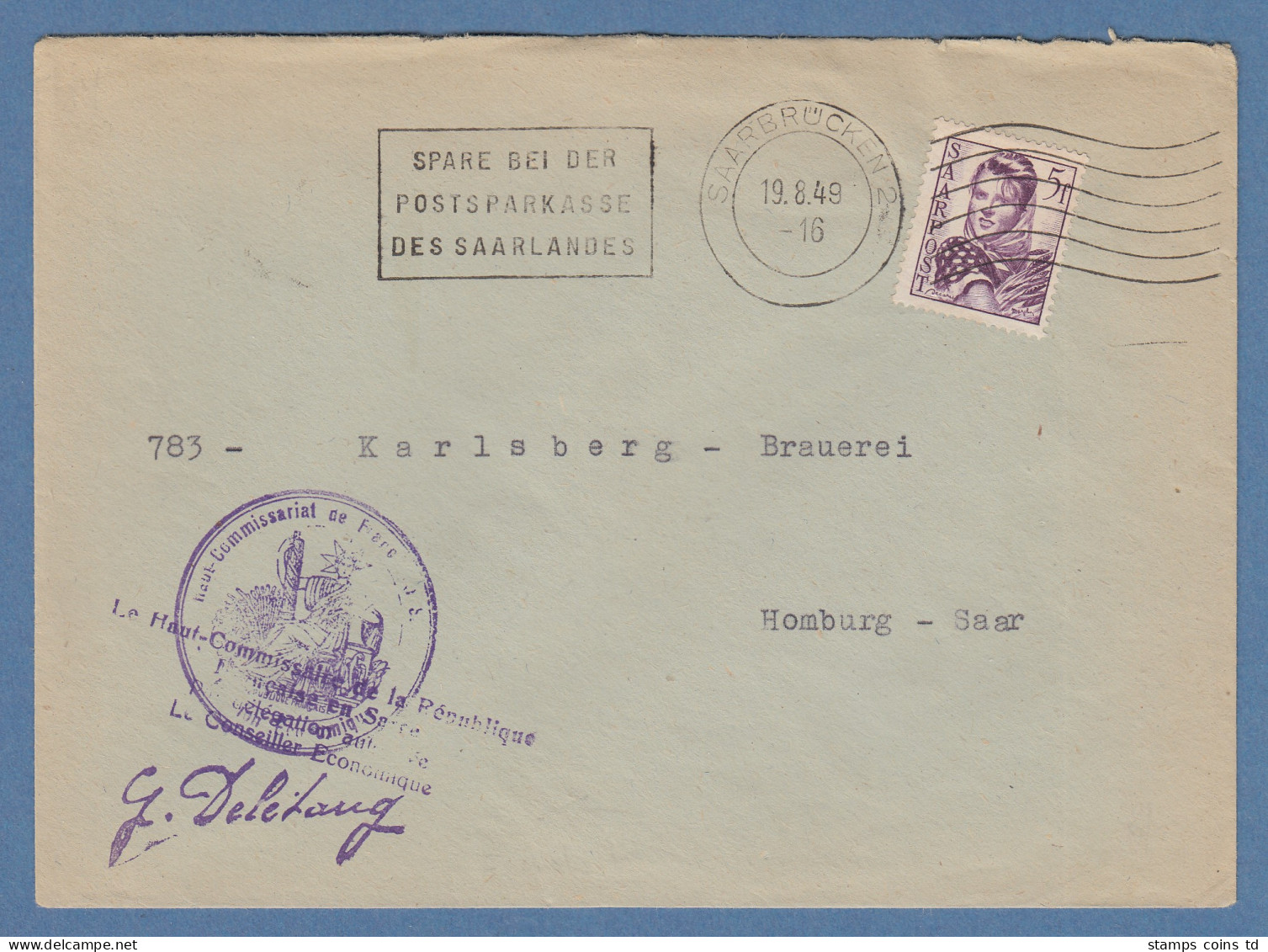 Saargebiet 1949 Mi.-Nr. 245 Als EF Auf Brief Von SAARBRÜCKEN Nach Homburg - Covers & Documents