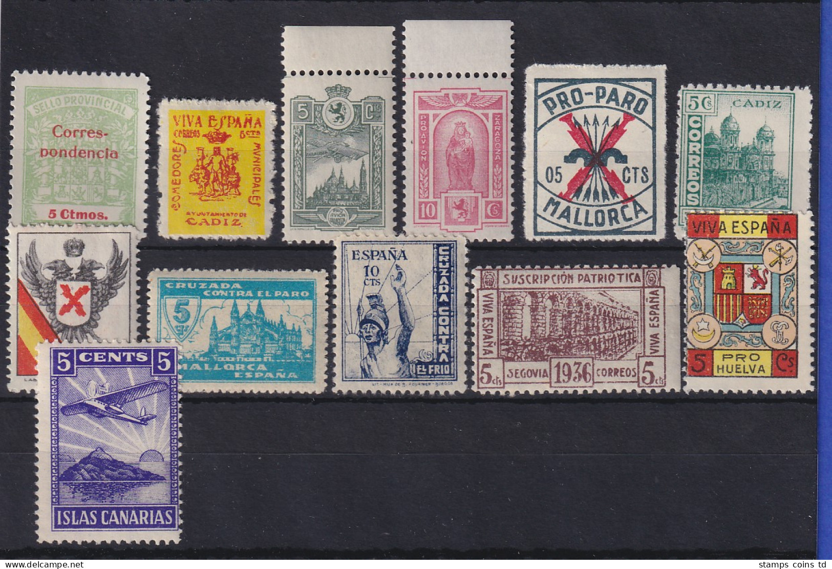 Spanien Lokalausgaben Ca. 1935-38 Lot 12 Werte, Meist ** Oder (*)  - Andere & Zonder Classificatie