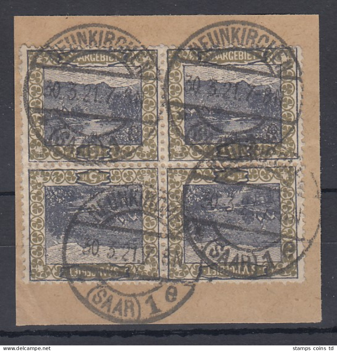 Saar 1921 Mi.-Nr. 53A Kehrdruckpaar III 2x Im Viererblock Gest. Gepr. NEY BPP - Used Stamps