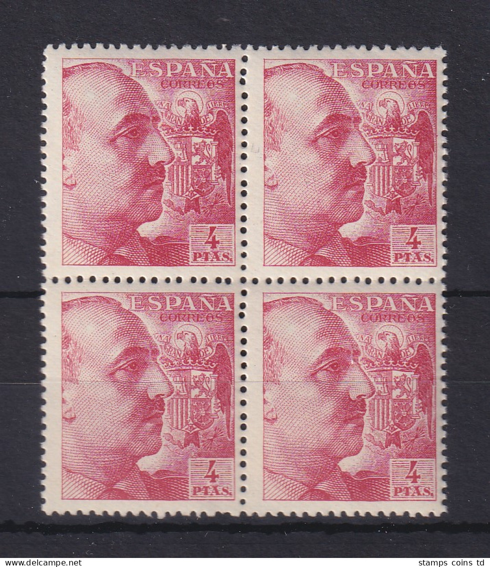 Spanien 1949 General Franco 4 Pta Gez. 12-13 Mi.-Nr. 855 C Viererblock **  - Otros & Sin Clasificación