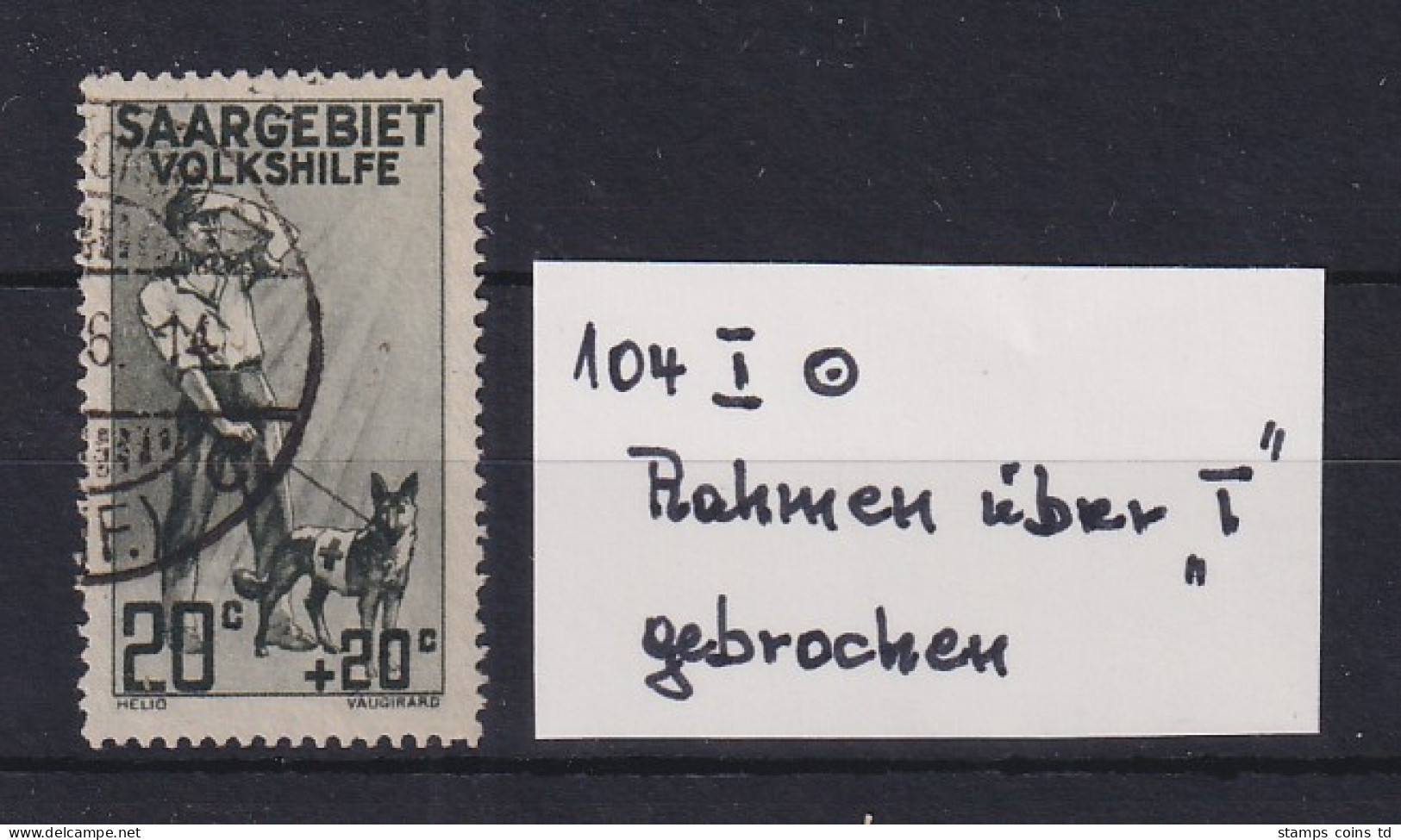 Saar 1926 Volkshilfe Mi.-Nr. 104 Mit PLF I Gestempelt  - Usados