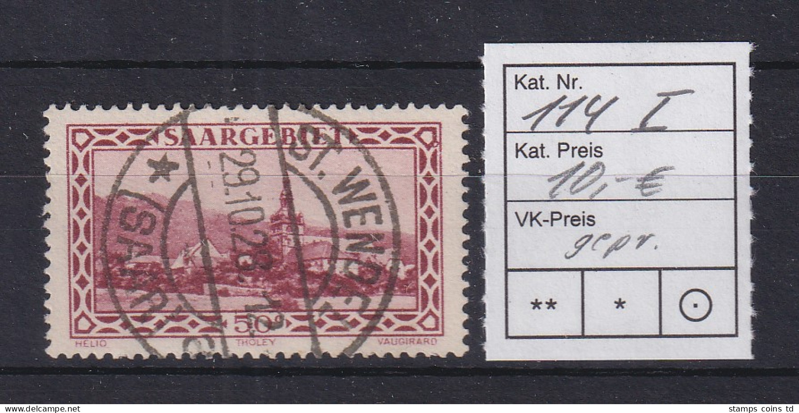 Saar 1927 Abtei Tholey Mi.-Nr. 114 Mit PLF I Gestempelt Gepr. Ney BPP - Used Stamps
