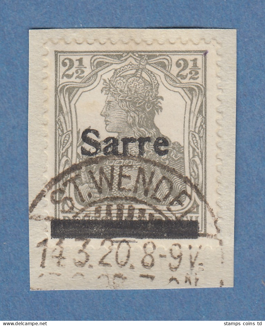 Saargebiet Germania 2 1/2 Pfg Aufdrucktype II  Mi.-Nr. 2a II , Befund Braun BPP - Usati