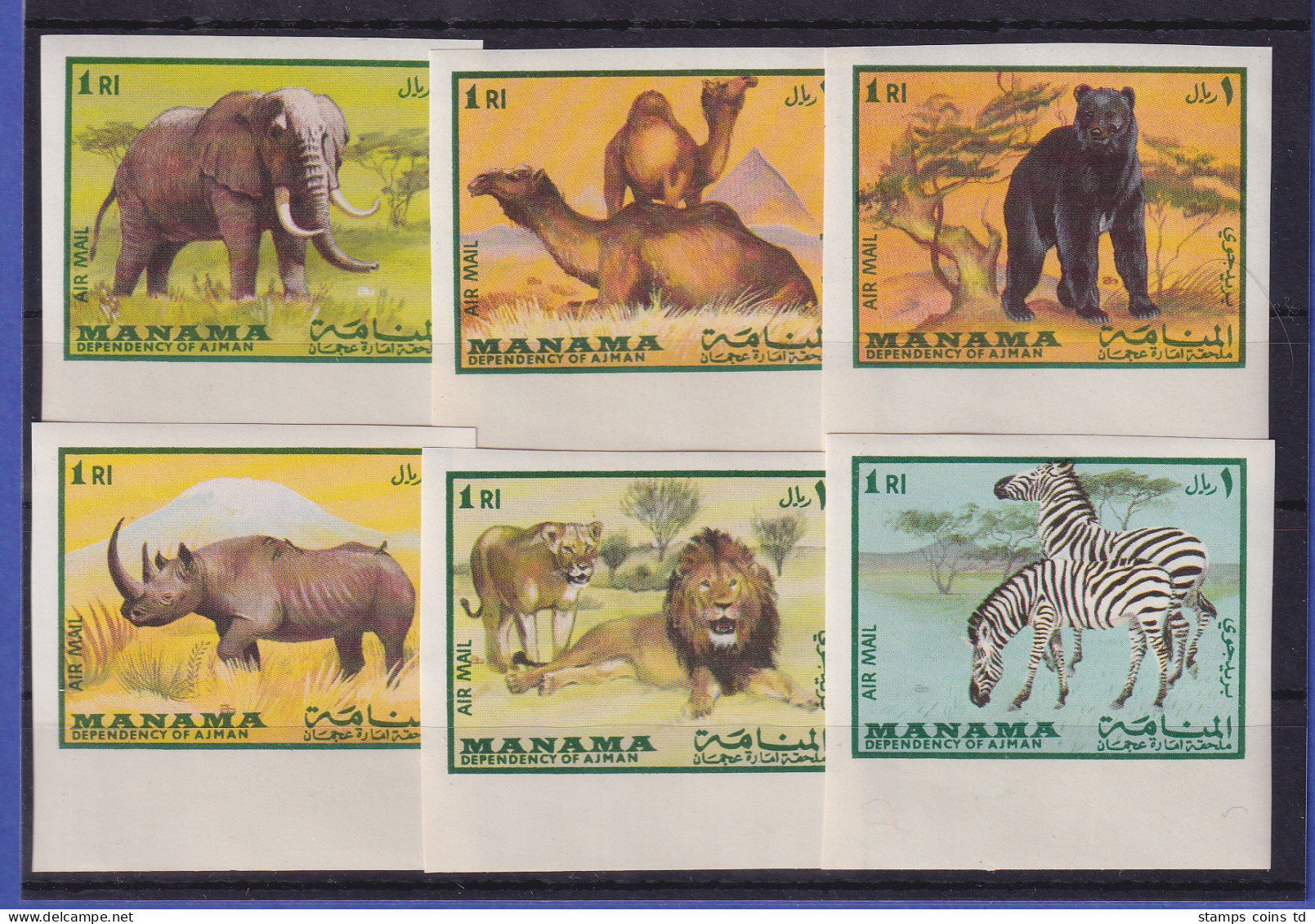 Manama 1969 Säugetiere Mi.-Nr. 177-82 B Satz Kpl. Postfrisch ** / MNH  - Emirati Arabi Uniti