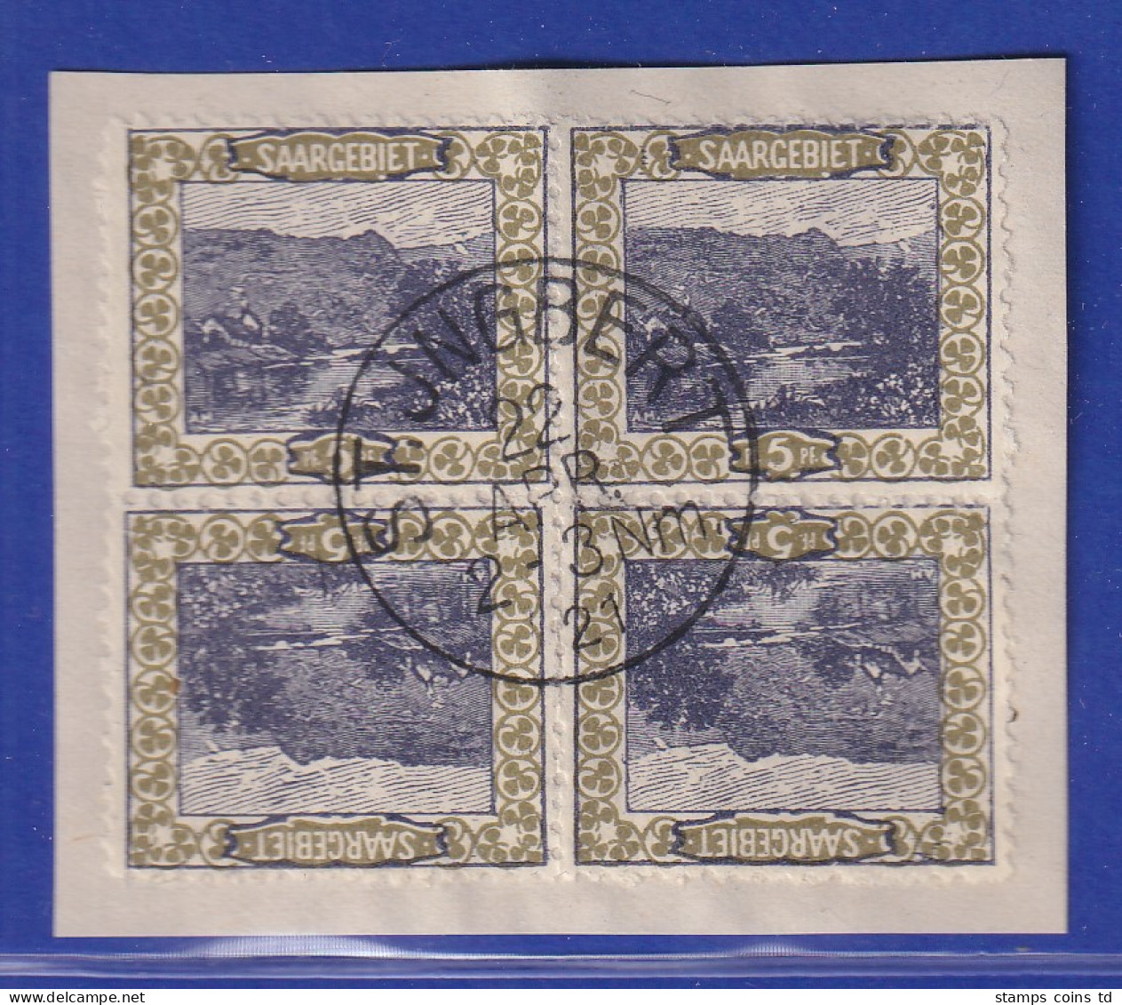 Saar 1921 Mi.-Nr. 53 Viererblock Mit 2x Kehrdruck Kdr III Gest. ST. INGBERT Gpr. - Used Stamps