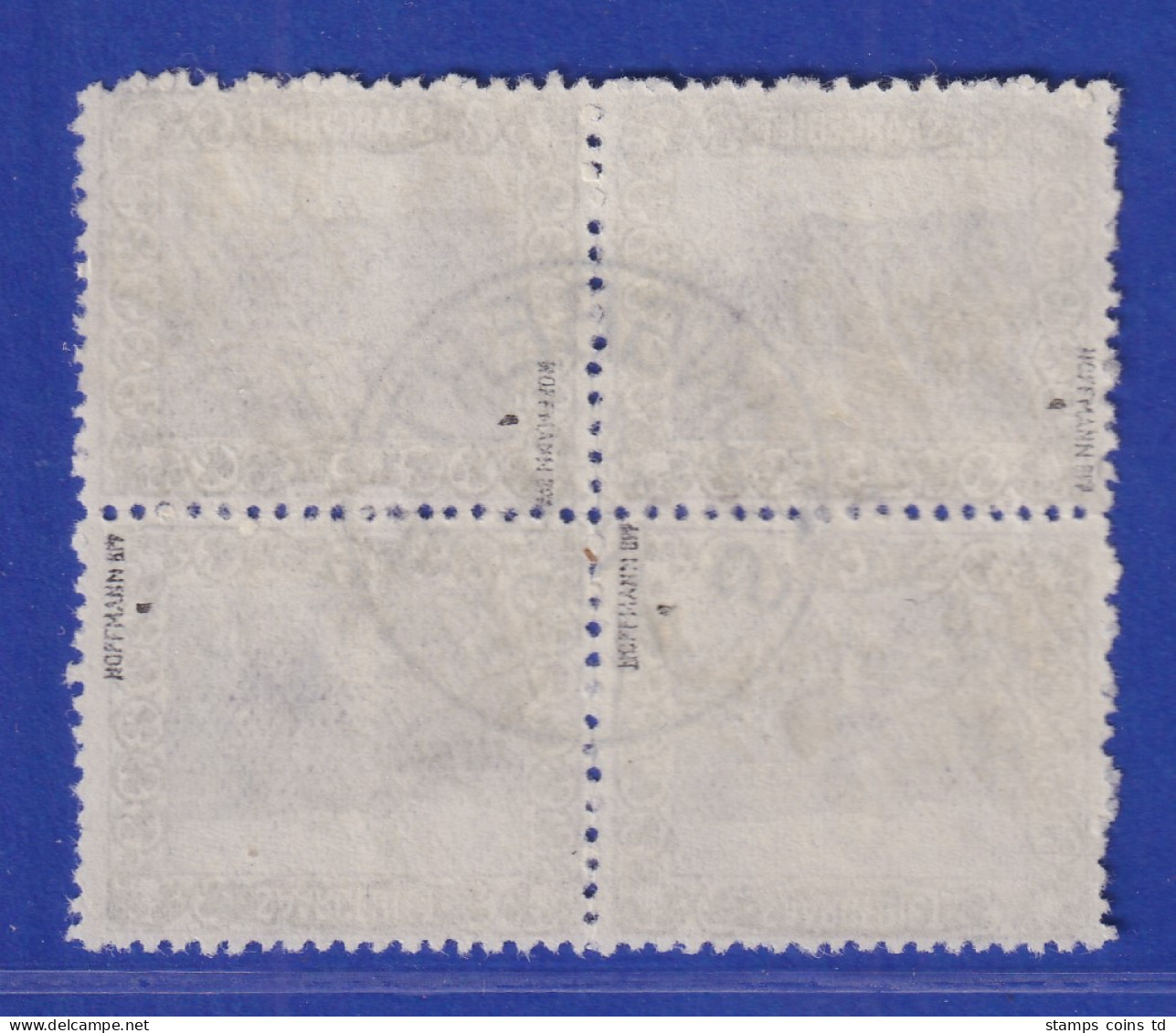 Saar 1921 Mi.-Nr. 53 Viererblock Mit 2x Kehrdruck Kdr III Mit O ST. INGBERT Gpr. - Usati