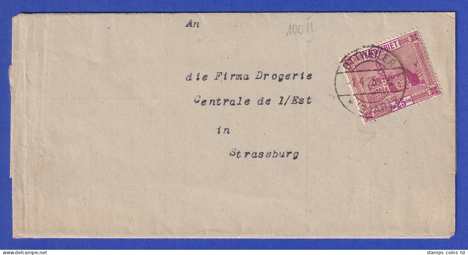 Saar 1925 Mi.-Nr. 100 PLF II Rahmenbruch Unten Rechts Auf Brief Aus Ottweiler  - Brieven En Documenten