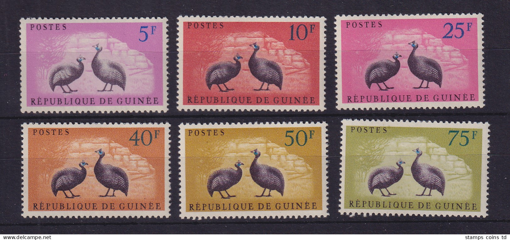 Guinea 1961 Freimarken Perlhühner Mi.-Nr. 80-85 Postfrisch ** - República De Guinea (1958-...)