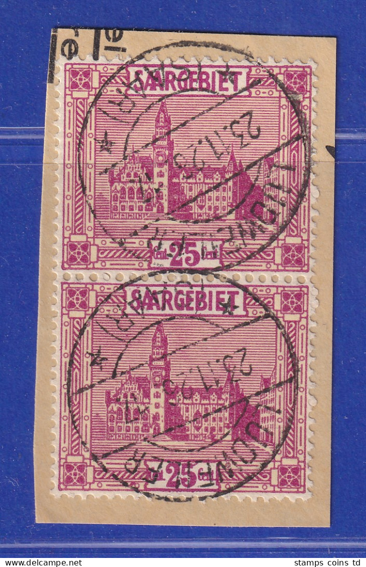 Saar 1923 Mi.-Nr. 100 Mit PLF IV Häkchen An Der 5 Im Paar, Gpr. HOFFMANN BPP  - Used Stamps