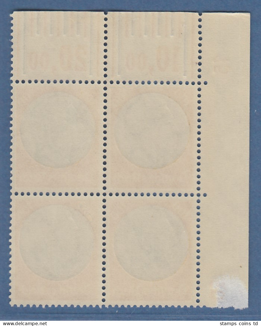 Dt. Reich Hindenburg Waffeln 100 Pfg Mi.-Nr. 495 Eckrandviererblock OL Mit DZ 15 - Unused Stamps