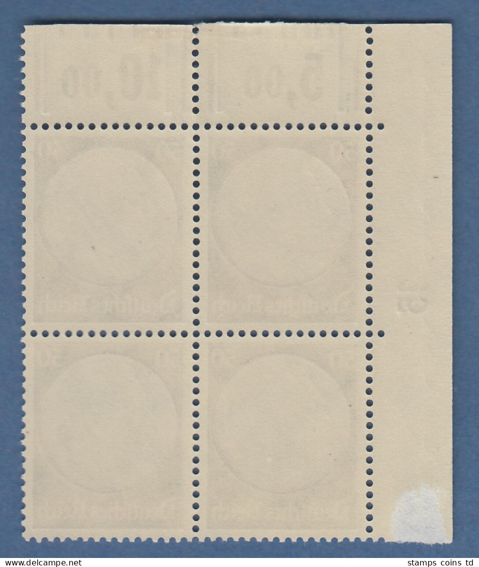 Dt. Reich Hindenburg Waffeln 50 Pfg. Mi.-Nr. 492 Eckrandviererblock OL Mit DZ 15 - Unused Stamps