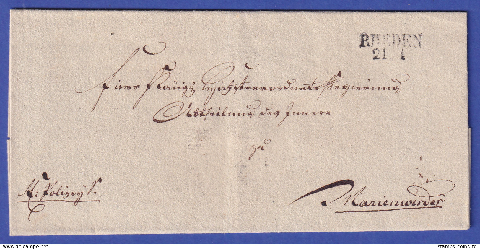 Preußen Vorphila-Brief Mit Zweizeiler RHEDEN, Um 1825 - Altri & Non Classificati