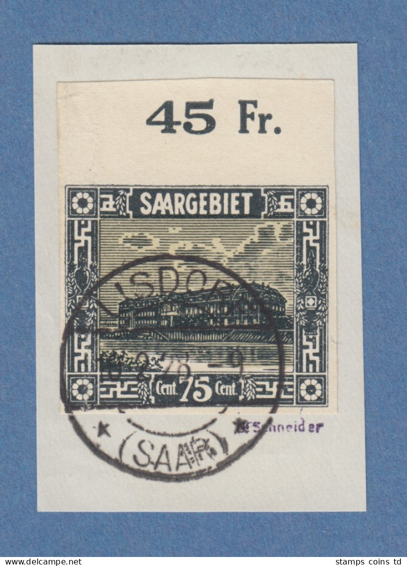 Saar 1923 75 C. Mi.-Nr. 101 UNGEZÄHNT Oberrandstück O Mit FA Geigle BPP (2020) - Used Stamps