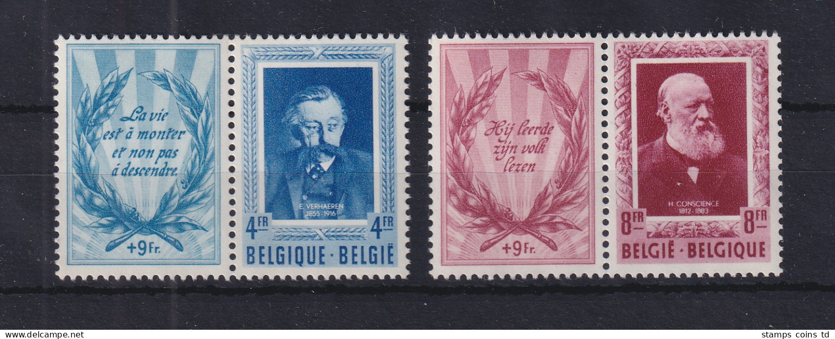 Belgien 1952 Schriftsteller Mi.-Nr. 947-948 Mit Zierfeld **  - Autres & Non Classés