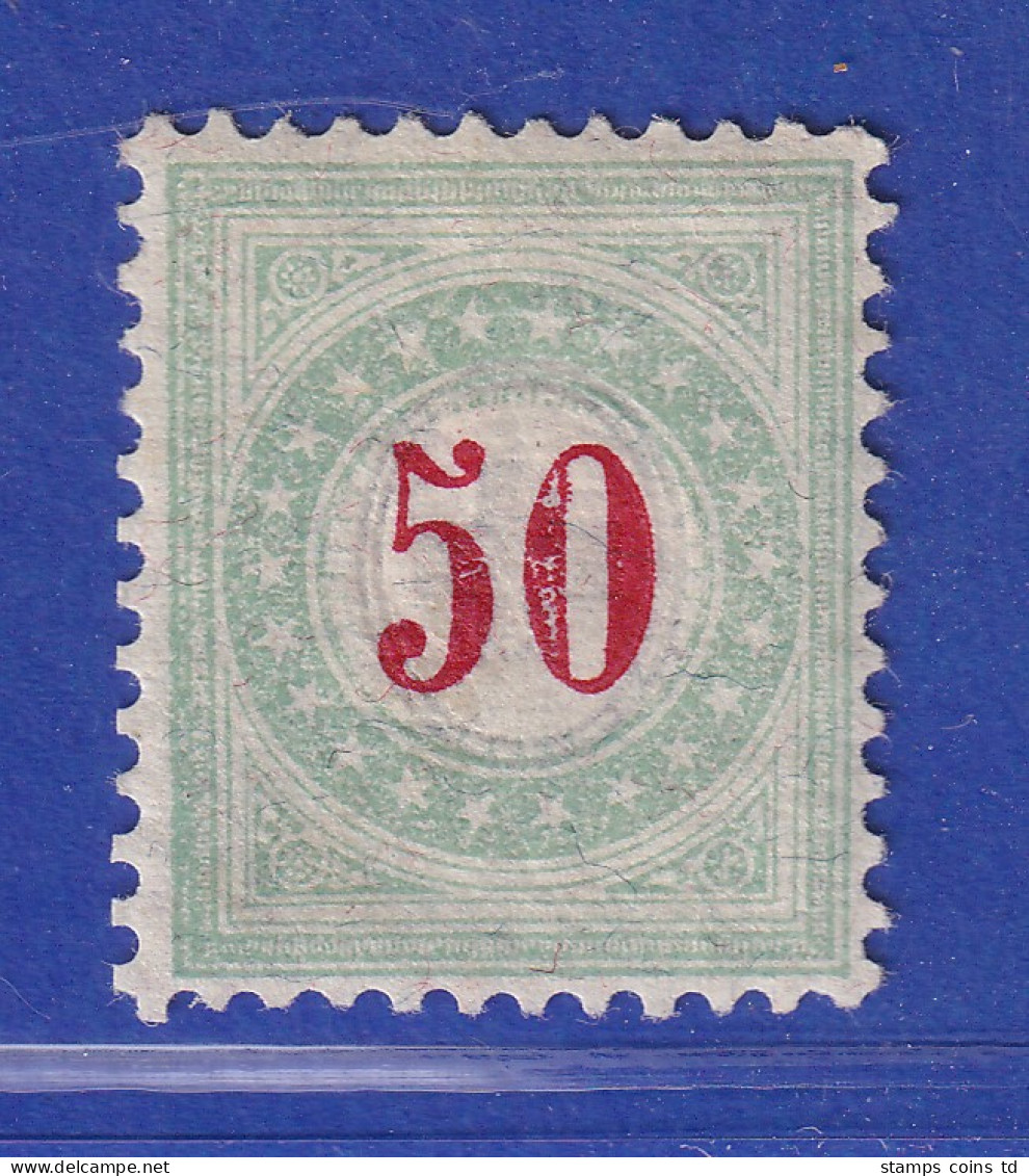 Schweiz 1883 Portomarke Opalgrün 50 C. Mi.-Nr. 20 II AXaK Ungebraucht * - Autres & Non Classés