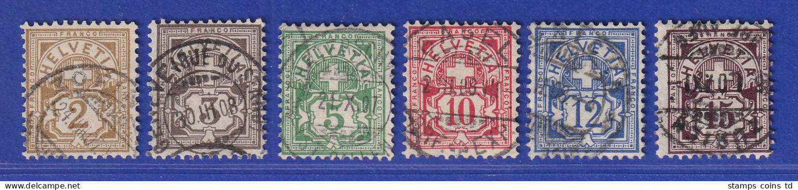 Schweiz 1906 Kreuz über Wertschild Mi.-Nr. 82-87 Satz 6 Werte Kpl. Gestempelt - Altri & Non Classificati