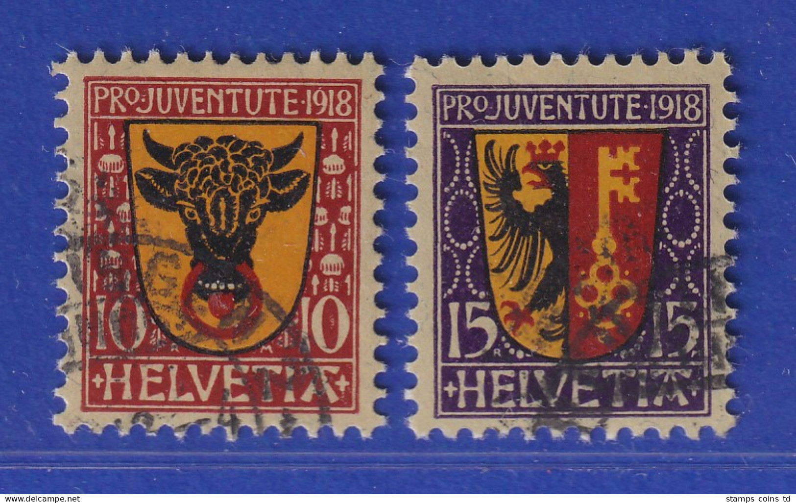 Schweiz 1918 Pro Juventute Wappen Mi.-Nr. 143-44 Satz 2 Wte. Gestempelt - Andere & Zonder Classificatie