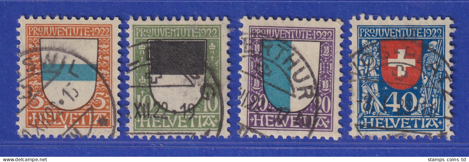 Schweiz 1922 Pro Juventute Wappen Mi.-Nr. 175-78 Satz 4 Werte Gestempelt - Andere & Zonder Classificatie