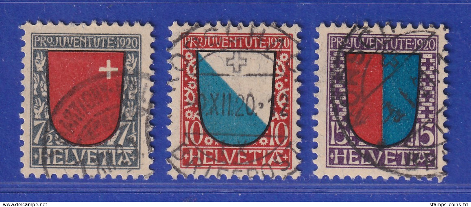 Schweiz 1920 Pro Juventute Wappen Mi.-Nr. 153-55 Satz 3 Werte Gestempelt - Sonstige & Ohne Zuordnung