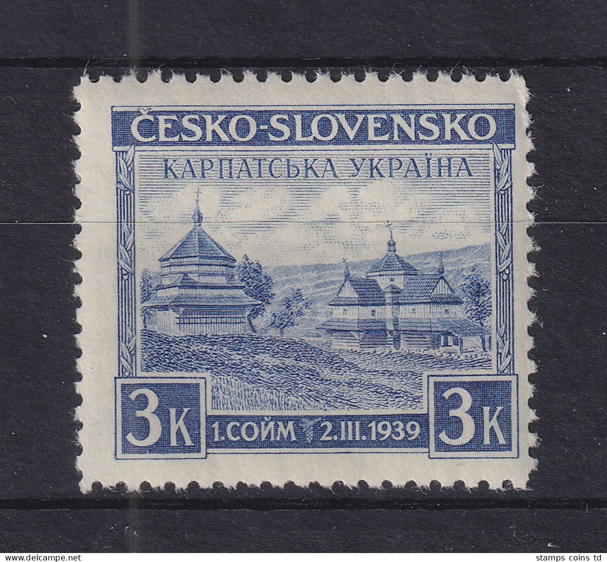 Karpaten-Ukraine 1939 Holzkirche In Jasina 3K Violettblau Mi-Nr. 1 ** /  MNH - Altri & Non Classificati