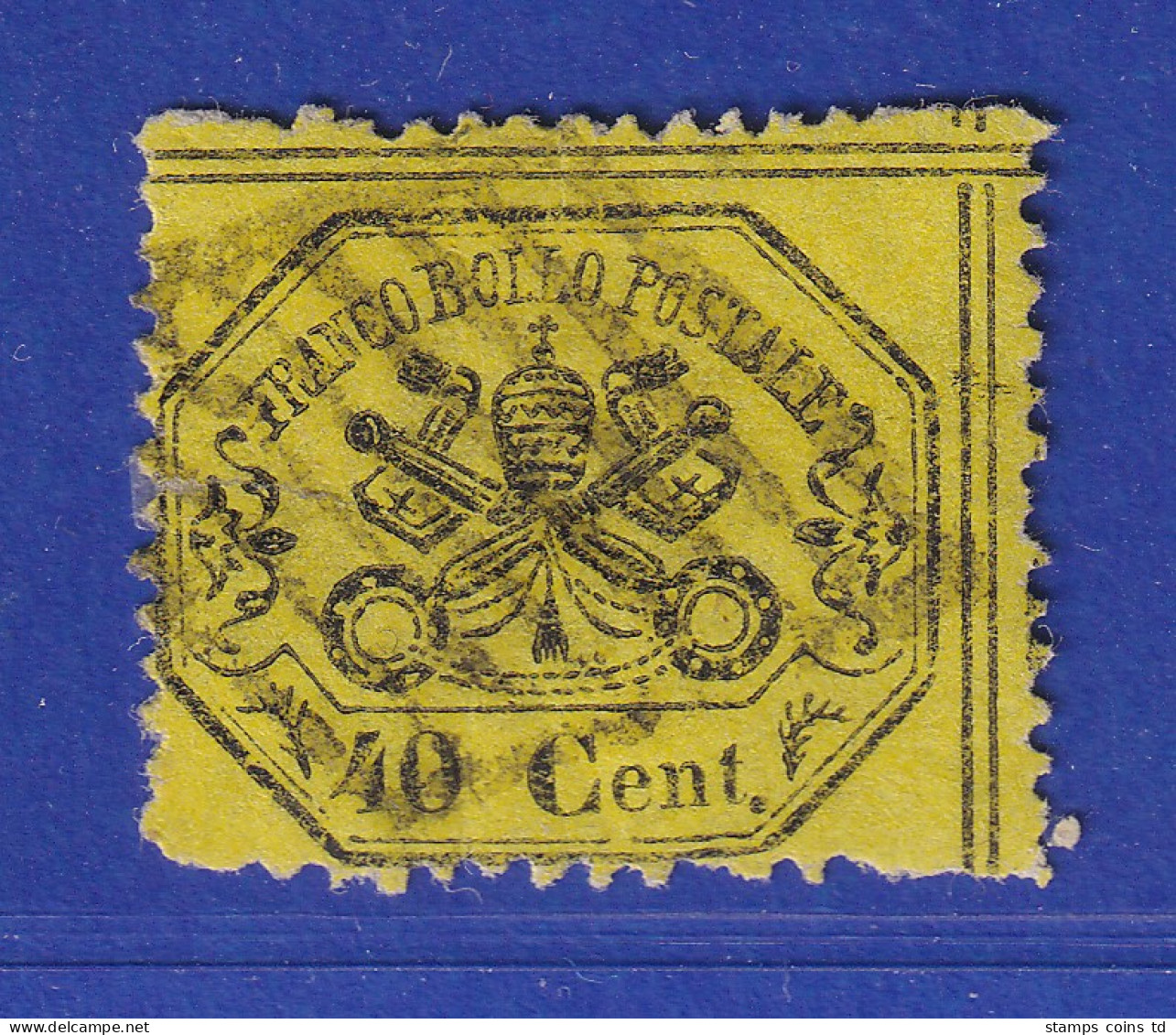 Alt-Italien Kirchenstaat 1868  40 C Gelb Mi.-Nr. 24a Gestempelt - Sonstige & Ohne Zuordnung