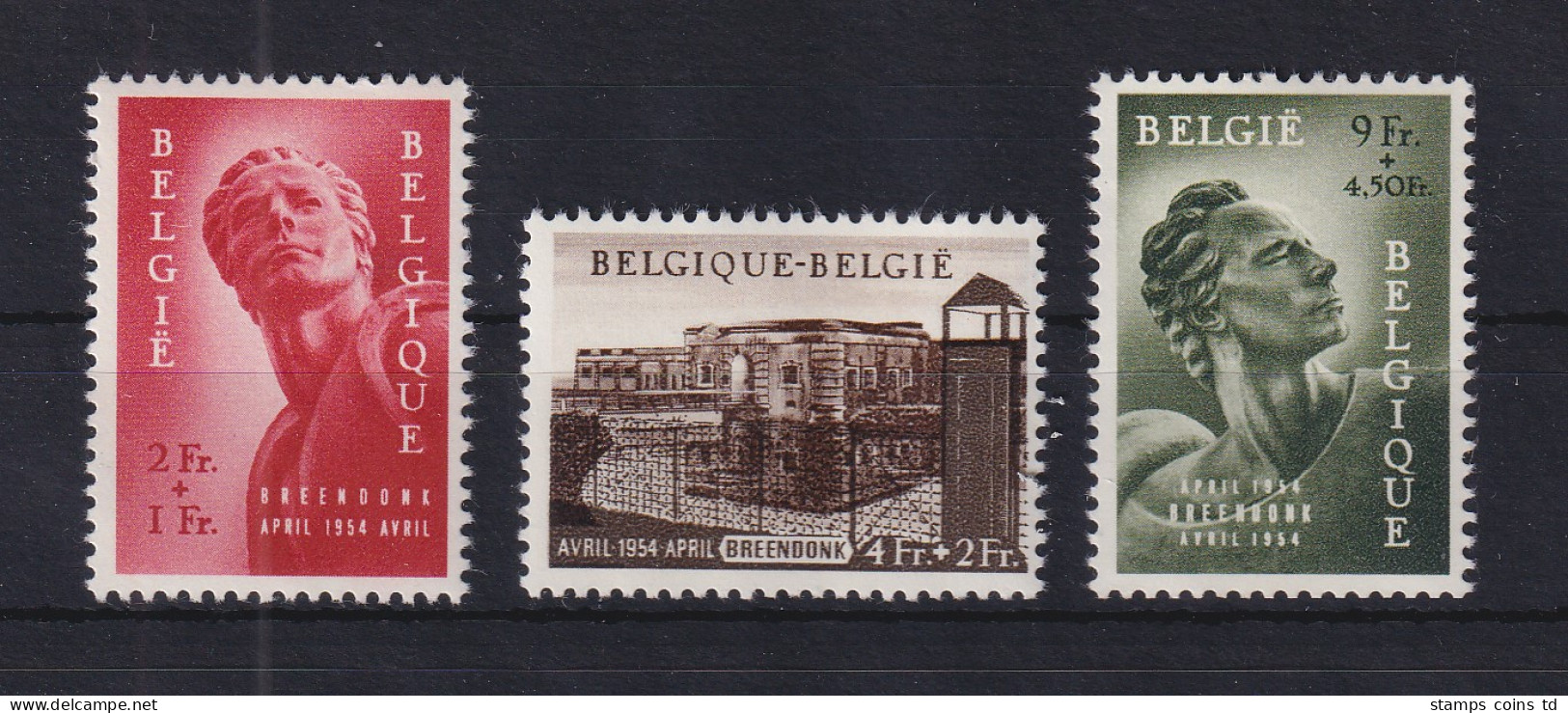 Belgien 1954 Denkmal-Einweihung Breendonk Mi.-Nr. 992-994 Satz Kompl. ** - Sonstige & Ohne Zuordnung