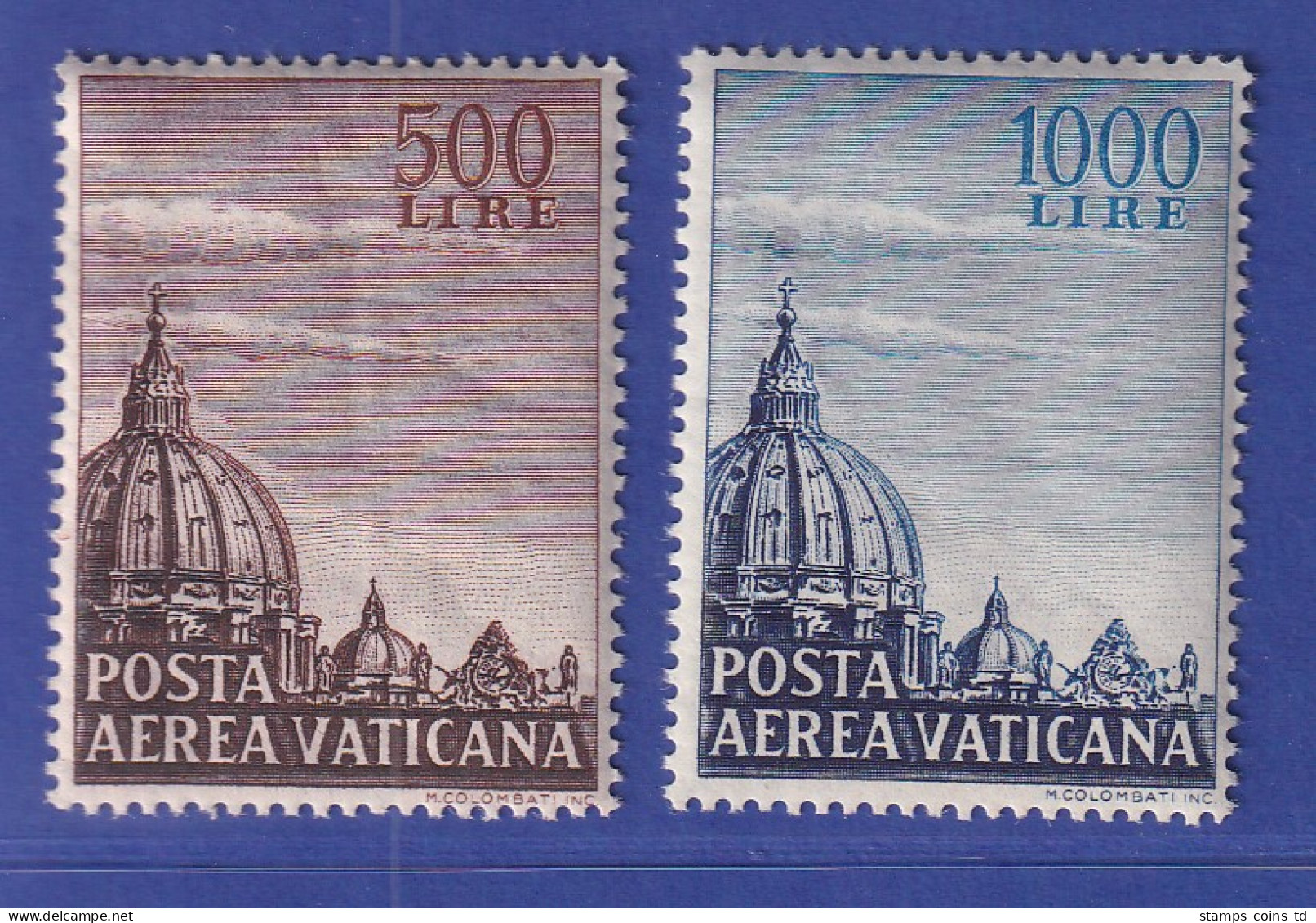 Vatikan 1953 Flugpostmarken Petersdom 500 / 1000 Lire Mi.-Nr. 205-206 ** - Andere & Zonder Classificatie