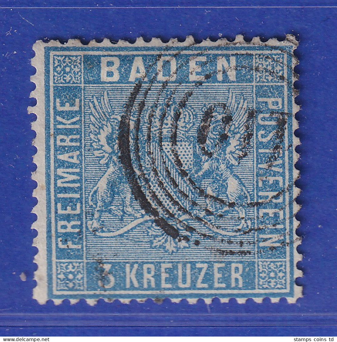 Altdeutschland Baden 3 Kreuzer Blau Mi-Nr. 10a Gestempelt - Used