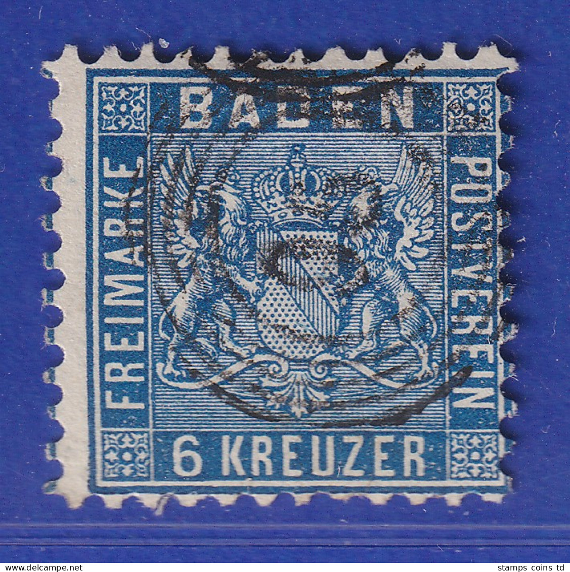 Altdeutschland Baden 6 Kreuzer Blau Mi-Nr. 14b Gestempelt - Used