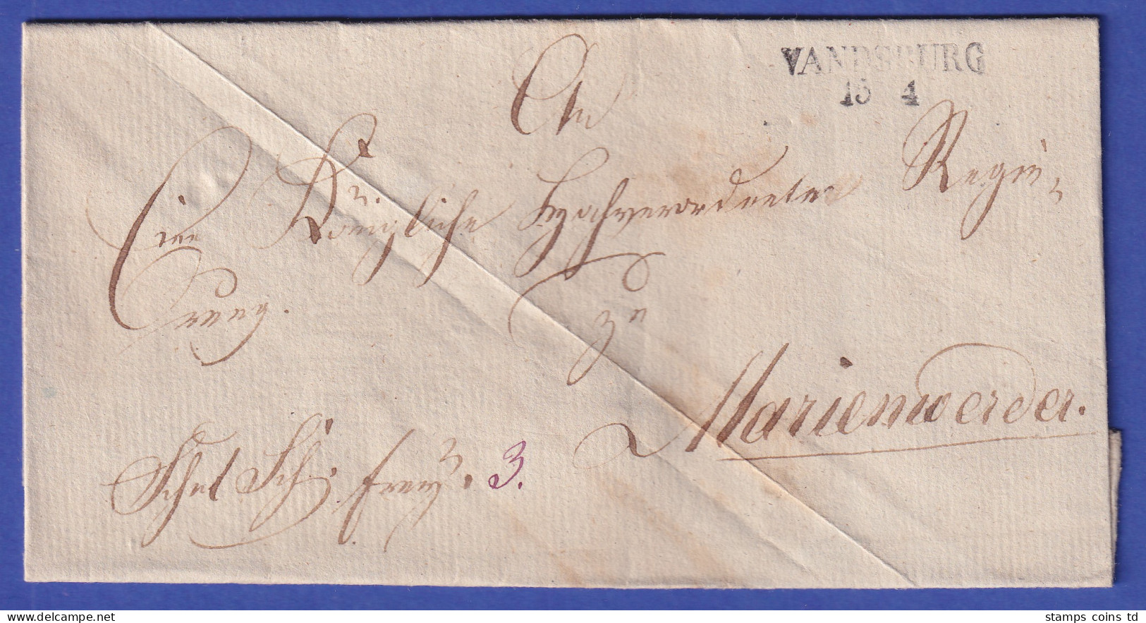 Preußen Vorphila-Brief Mit Zweizeiler VANDSBURG, Nach 1825 - Sonstige & Ohne Zuordnung