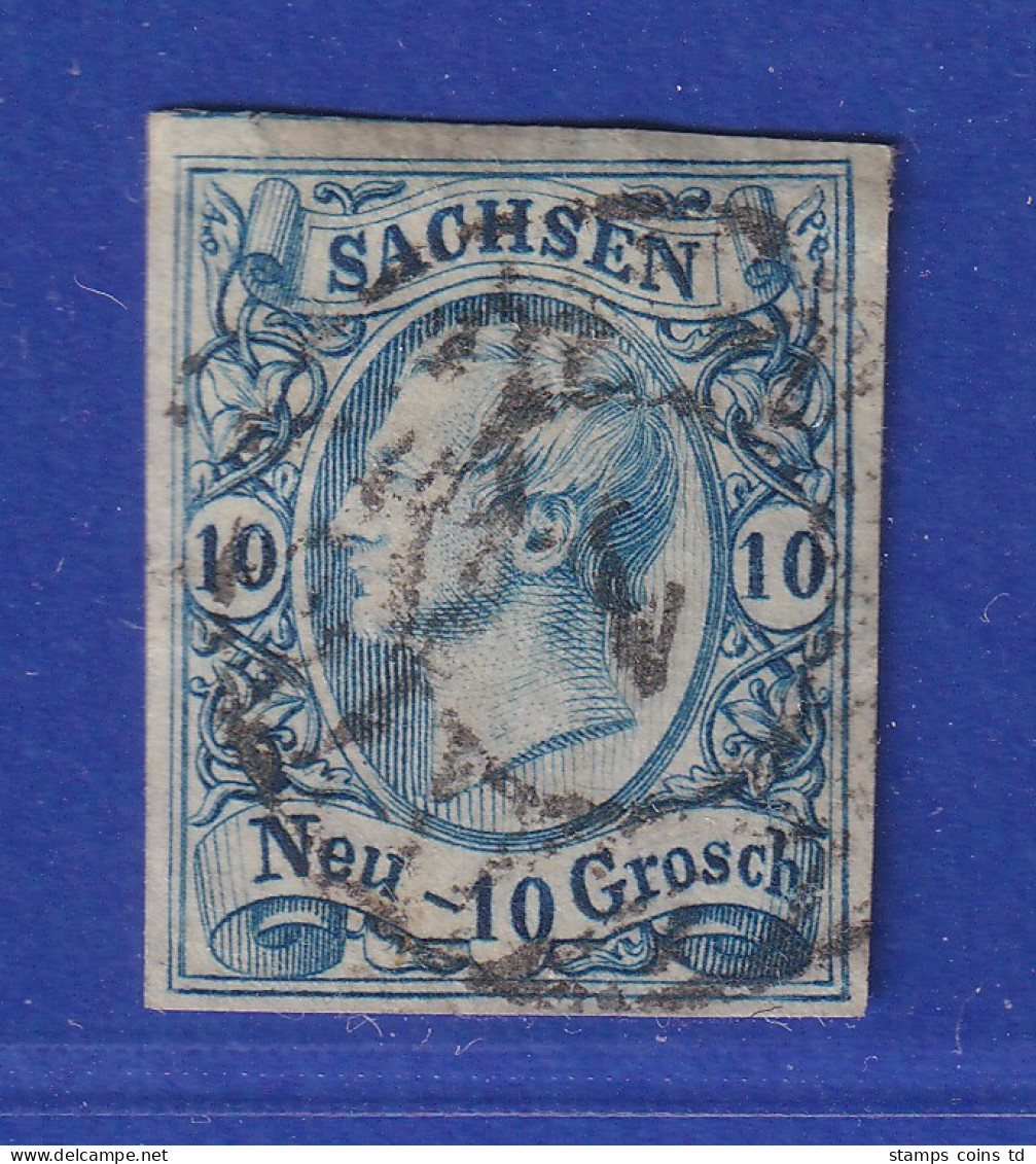 Altdeutschland Sachsen 1856 König Johann 10 Ngr Mi.-Nr. 13a Mit Nummern-O 1 - Saxe