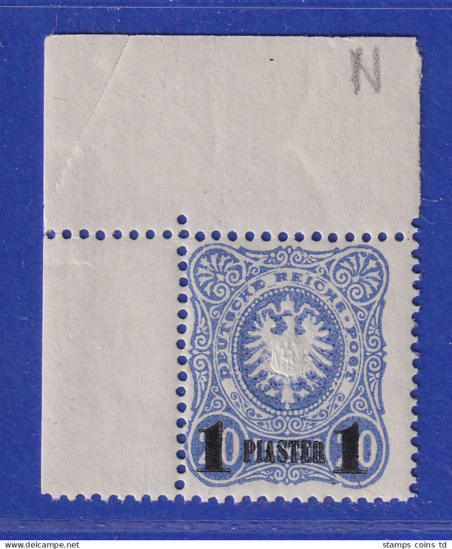 DAP Türkei : 1.Ausgabe 1 Piaster Mi.-Nr. 3 Na Eckrandstück Postfrisch **  - Turkse Rijk (kantoren)