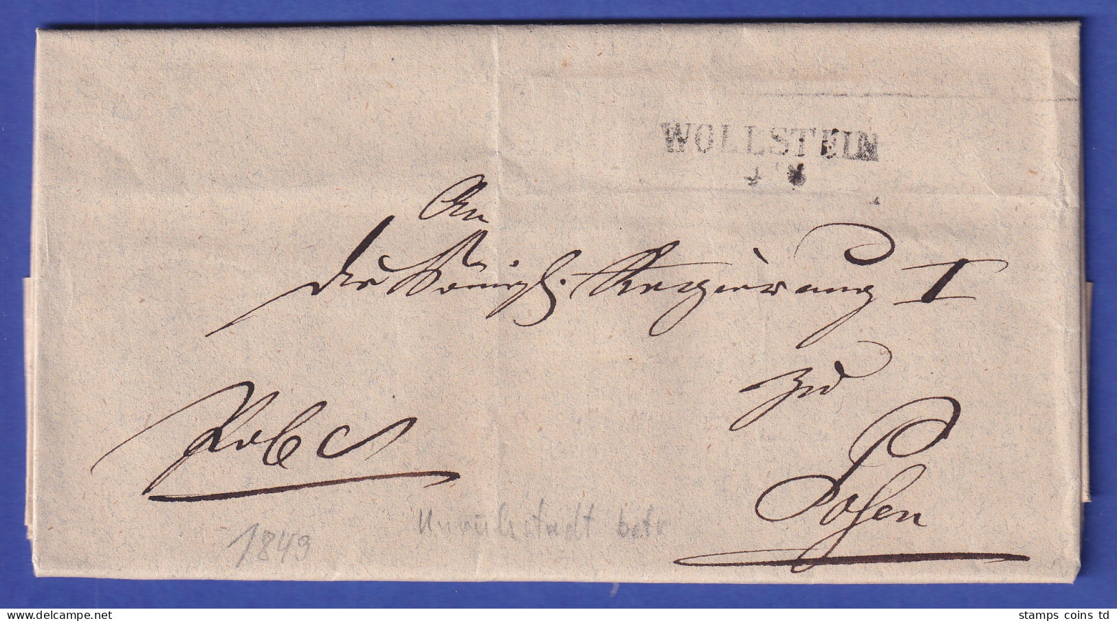 Preußen Vorphila-Brief Mit Zweizeiler WOLLSTEIN, 1849 - Altri & Non Classificati