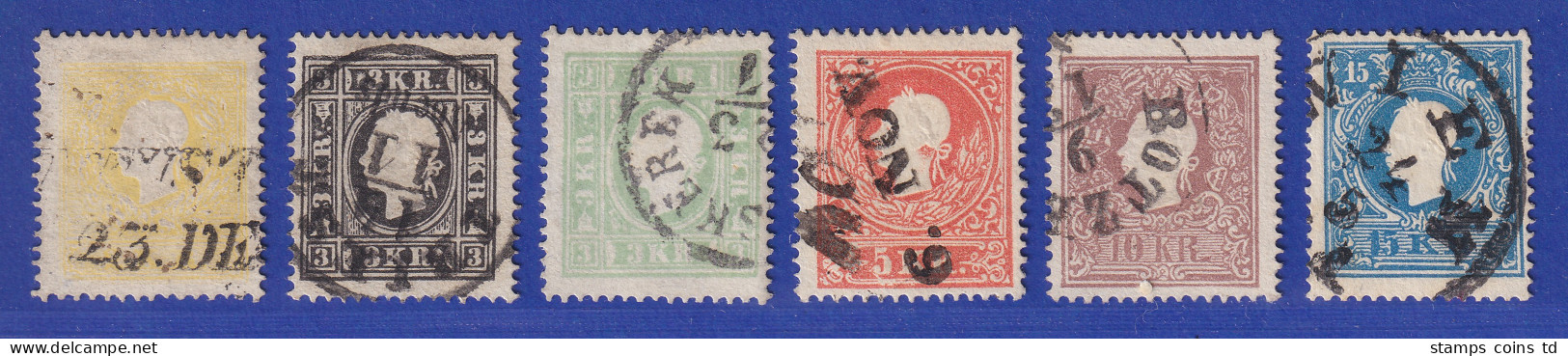 Österreich 2.Ausgabe Franz Joseph Type II Kpl. Satz Mi.-Nr. 10-15 II Gestempelt - Storia Postale