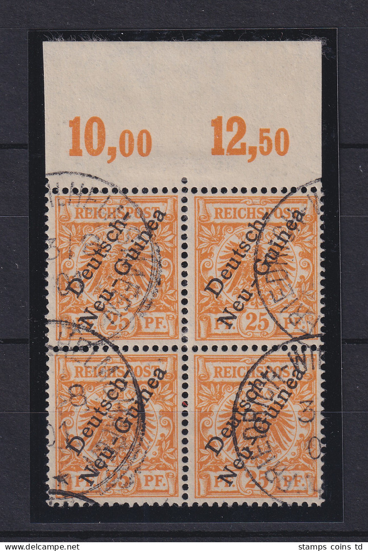 Deutsch-Neuguinea 1.Ausgabe 25Pfg Mi.-Nr. 5a Oberrand-Viererblock Gestempelt  - German New Guinea