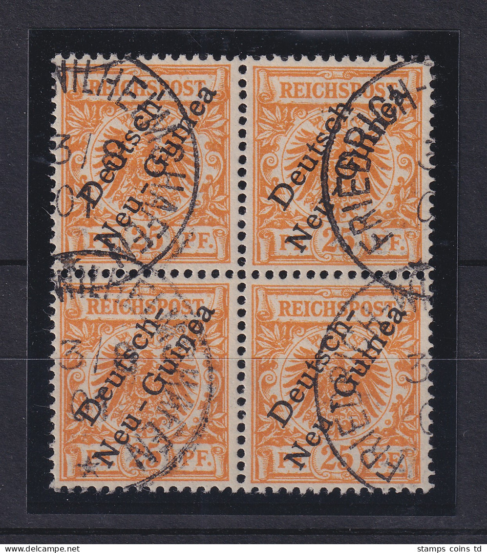 Deutsch-Neuguinea 1.Ausgabe 25Pfg Mi.-Nr. 5a Viererblock Gestempelt  - Nueva Guinea Alemana