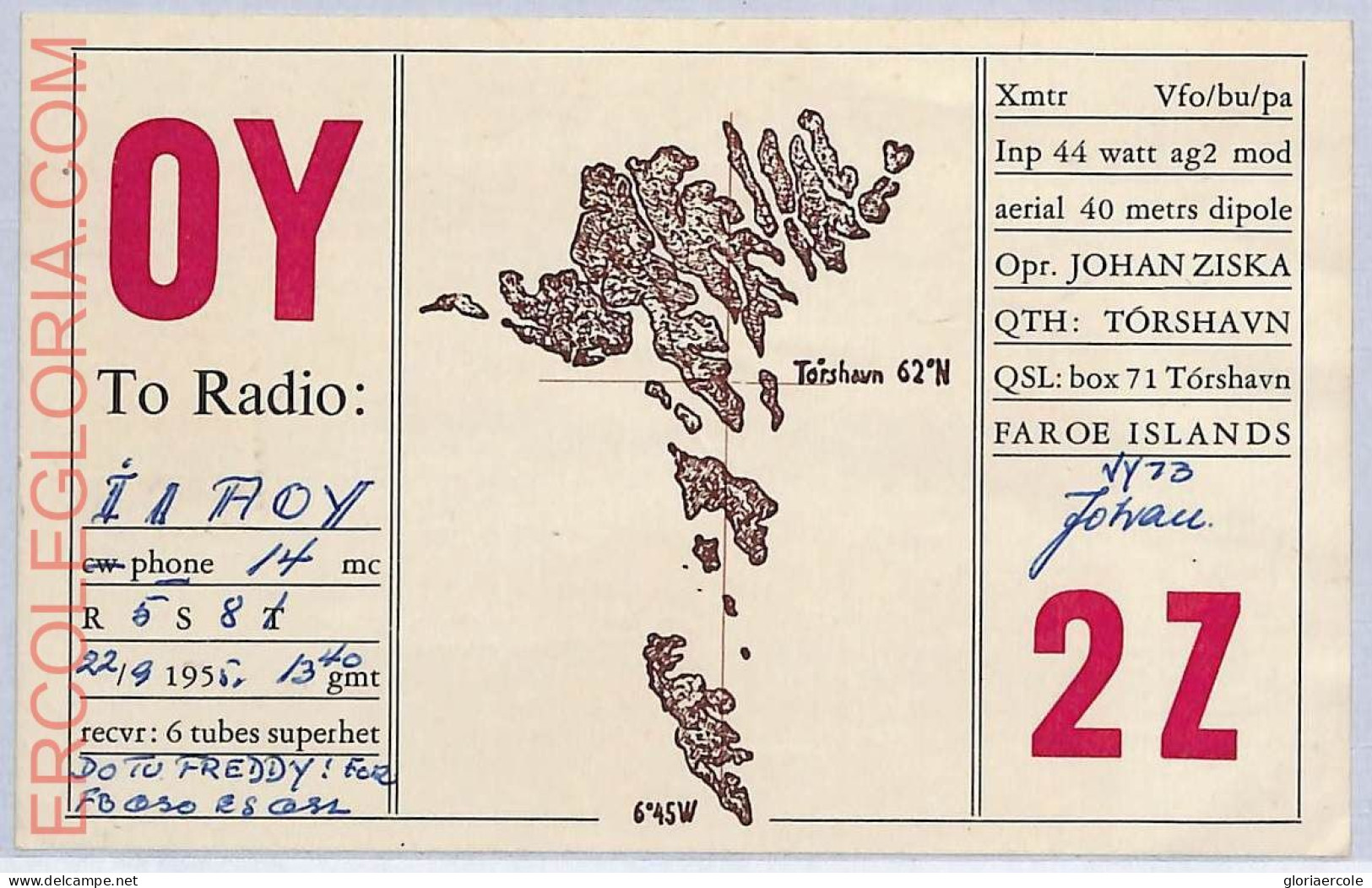 Ad9025 - DENMARK - RADIO FREQUENCY CARD - 1955 - Radio