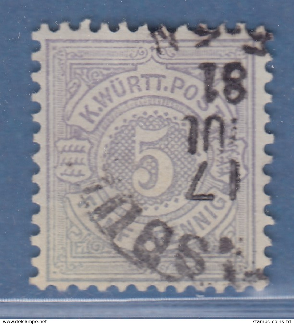 Württemberg 5 Pfg. Hellviolettblau Mi.-Nr. 45b Gestempelt Gepr. Heinrich BPP - Gebraucht