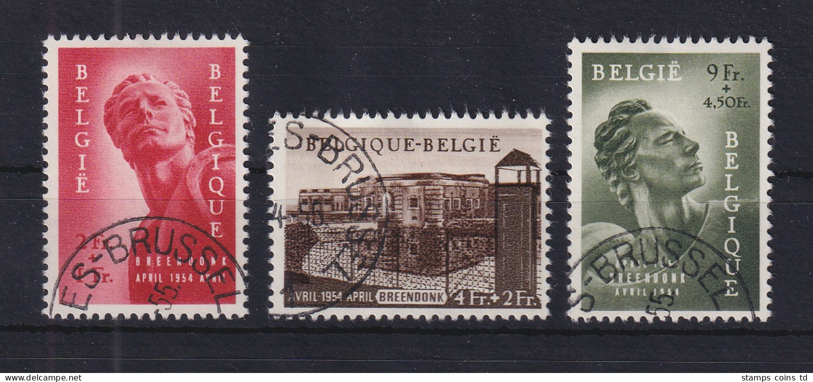 Belgien 1954 Denkmal-Einweihung Breendonk Mi.-Nr. 992-994 Satz Kompl. Gestempelt - Sonstige & Ohne Zuordnung